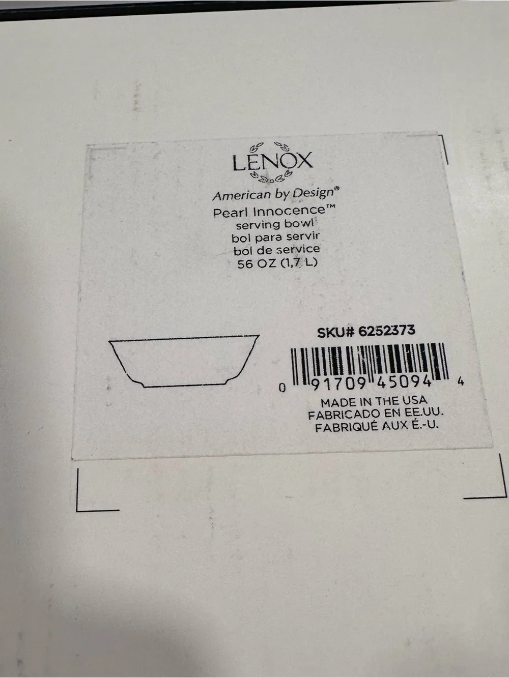 Lenox Pearl Innocence 9-1/2” 56 Oz Serving Bowl American by Design Original Box